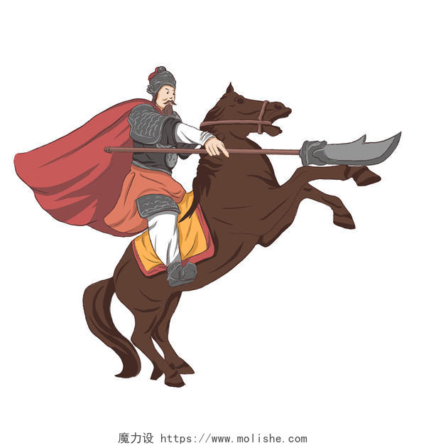 骑马大刀将军 卡通人物 战争 PNG素材招聘古代将军元素